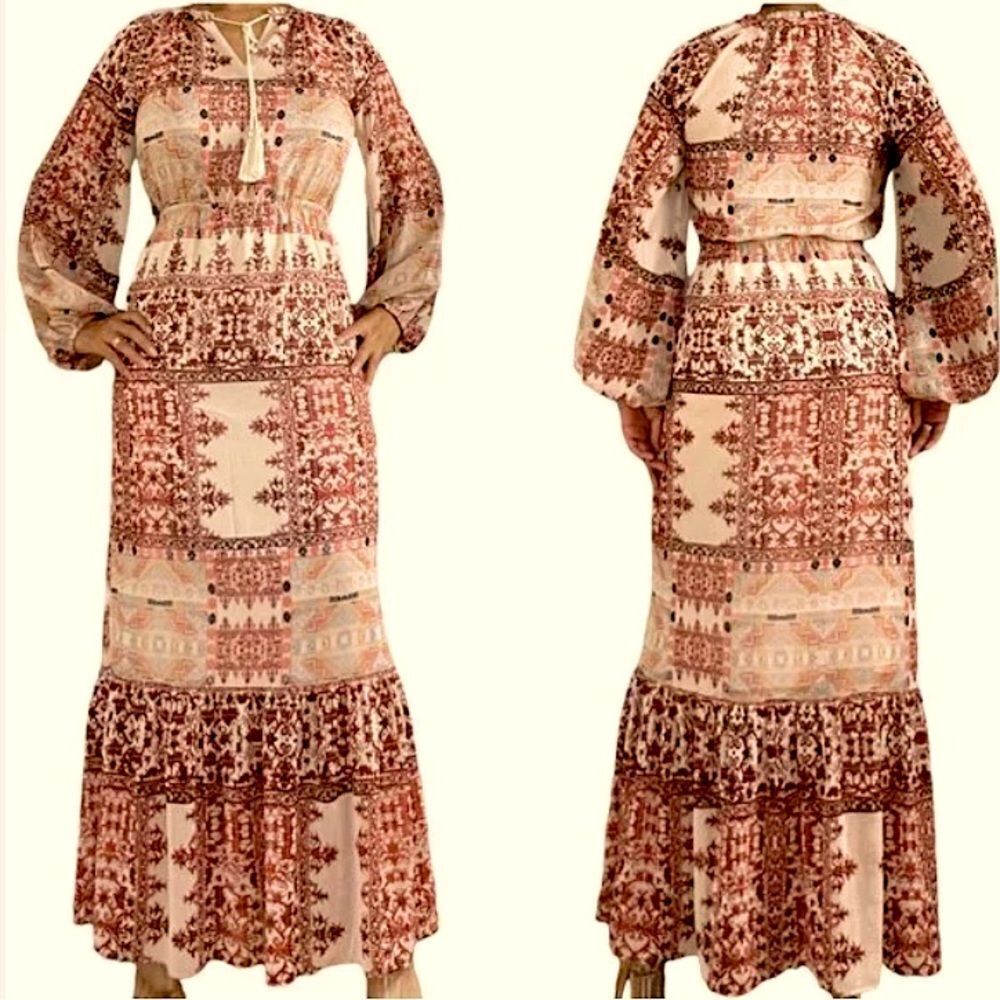 💕5️⃣for25 Mossimo maxi bohemian long sleeve dress Sz Xs
